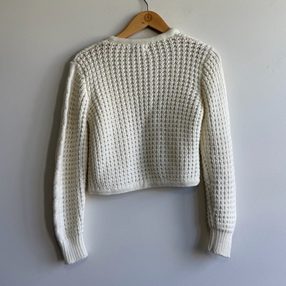 Skiva Cream Cable Knit Cropped Open Cardigan Sweater Medium Fits Small - Picture 5 of 5